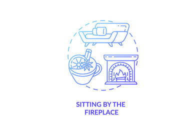 Sitting by fireplace concept icon preview picture