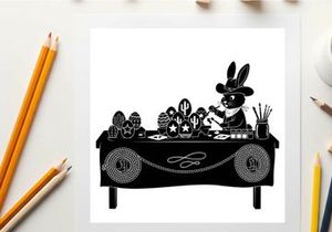 Easter bunny preparing silhouette for holiday celebration