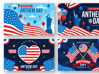 12 National Anthem Day Illustration