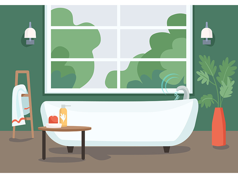 Smart bathtub flat color vector illustration