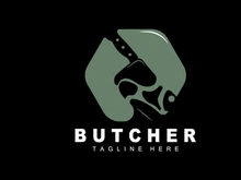 Butcher logo design, Knife Cutting Tool Vector Template, Product Brand Illustration