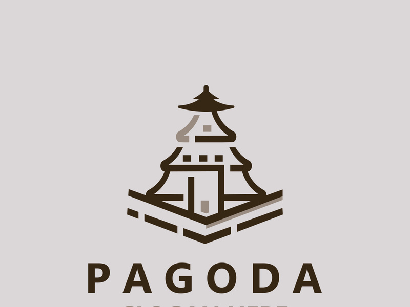 Pagoda culture logo vintage design illustration, temple heritage building vector