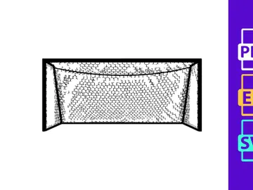 Soccer goal net illustration with black outline and white background preview picture