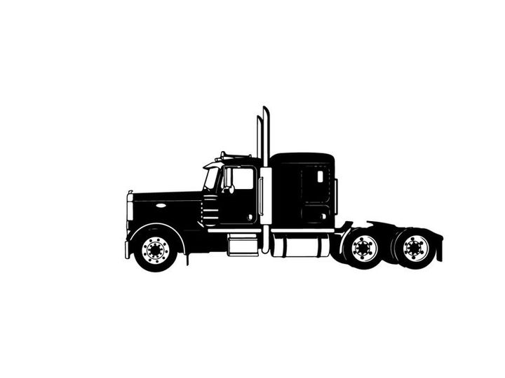 Silhouette of a large semi truck with trailer