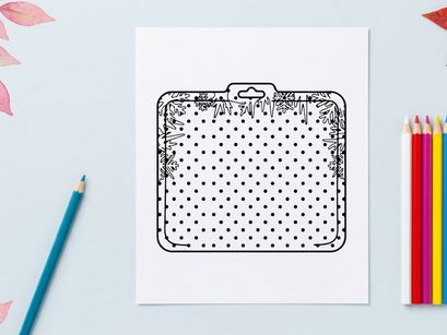 Christmas gift tag with polka dot pattern and snowflake border design