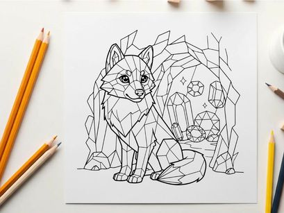 Geometric wolf with diamonds vector illustration flat design