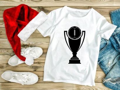 American football trophy award icon with soccer ball