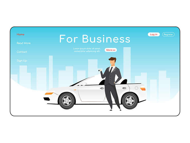 For business landing page flat color vector template
