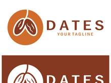 Date palm fruit plant logo design with leaves,seeds and date palm tree isolated background exotic organic plant.