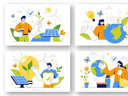 9 Sustainable Living Illustration