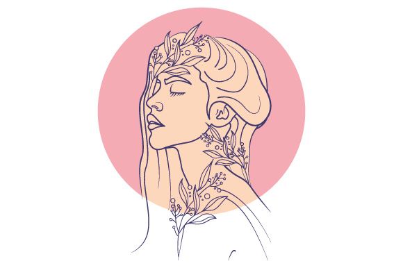 Line Art Flower Drawing Women