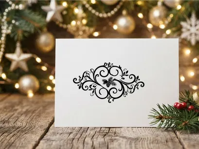 Elegant Christmas Ornament with Snowflake and Swirling Design