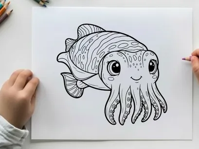 Cute cartoon octopus smiling vector illustration flat design