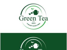 Tea cup logo vector design.Green tea vector logo template.