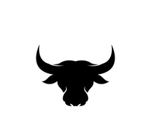 Retro vintage bull head horns logo design.