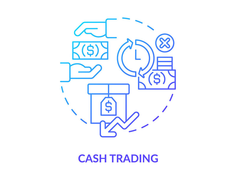 Cash trading blue gradient concept icon