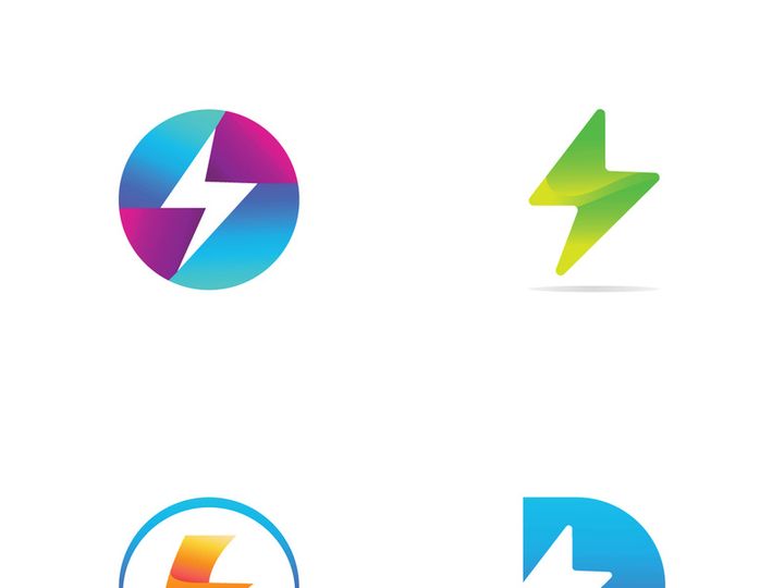 Colorful electric lightning logo design.