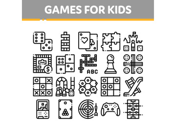 Interactive Kids Games Vector Thin Line Icons Set preview picture