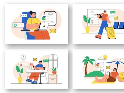 12 Digital Nomad Lifestyle Illustration