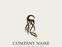 Jellyfish icon illustration design, simple logo template vector