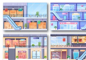 9 Shopping Mall Modern Illustration