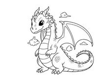 Cute baby dragon breathing smoke vector illustration flat design
