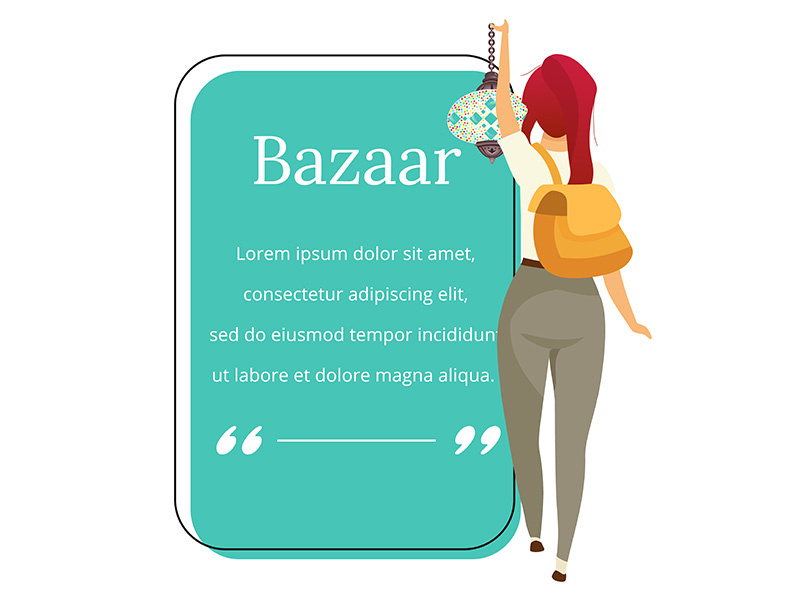 Bazaar buyer flat color vector character quote