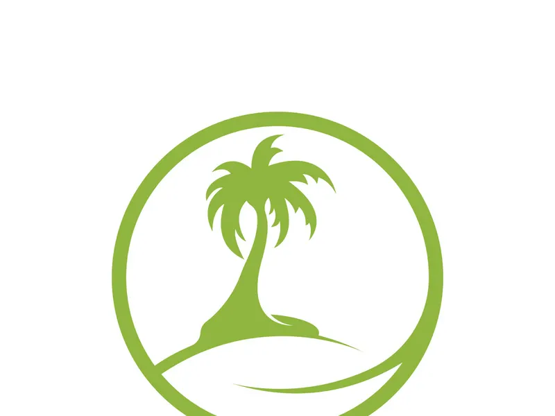 Palm logo icon template e símbolo vetor design de árvore