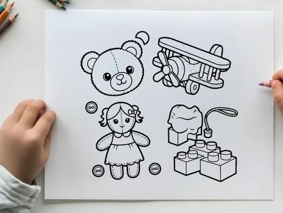 Cute teddy bear and toys vector illustration flat design