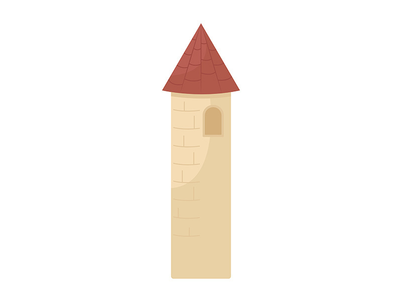 Medieval castle tower semi flat color vector object