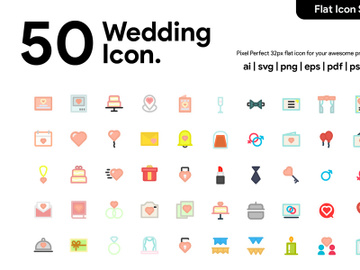 50 Wedding Flat Icon preview picture