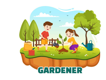 15 Summer Gardener Vector Illustration