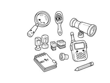 Espionage tools and secret investigation vector illustration preview picture