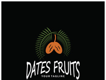 Date palm fruit plant logo design with leaves,seeds and date palm tree isolated background exotic organic plant.