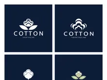 Soft natural organic cotton flower plant logo for cotton plantations, industries,business,textile,clothing and beauty,vector