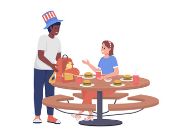 Man and woman at picnic semi flat color vector characters preview picture
