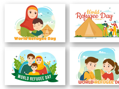 12 World Refugee Day Vector Illustration