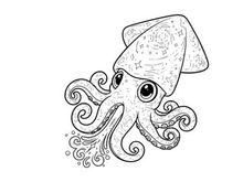 Cute octopus mascot with clock vector illustration