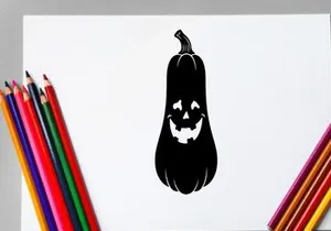 Halloween Jack-o'-lantern with carved face and stem