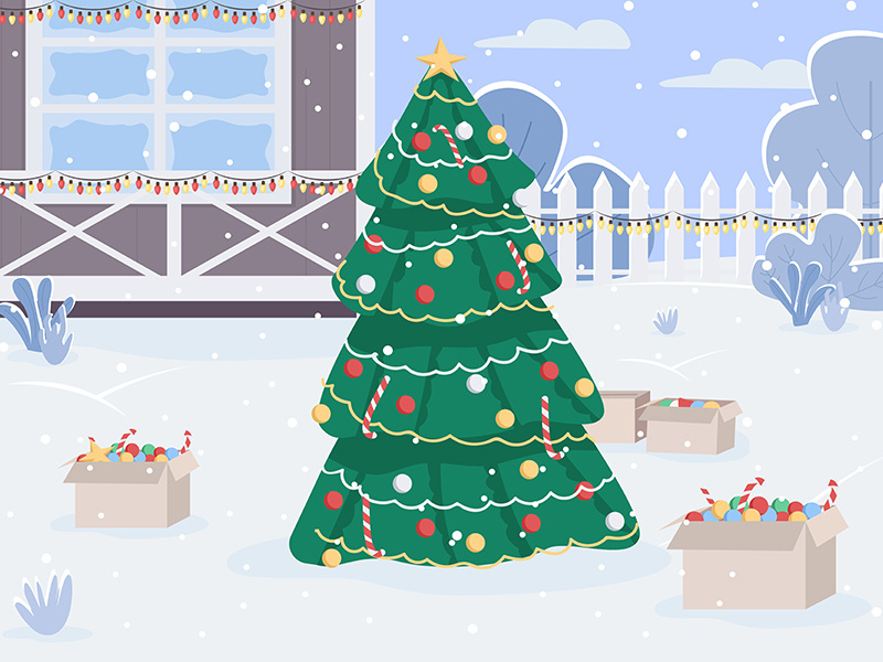 Christmas eve flat color vector illustration