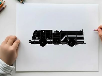 Silhouette of a fire truck vehicle emergency response