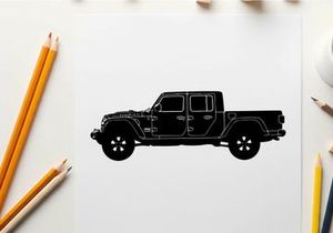 Silhouette of a jeep gladiator pickup truck in black