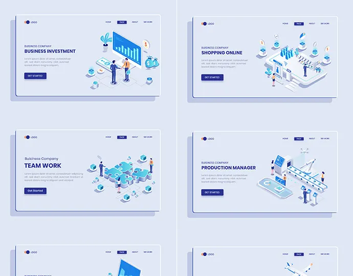 Business Isometric Concept Langding Page