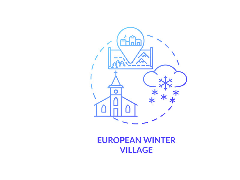 European winter village concept icon