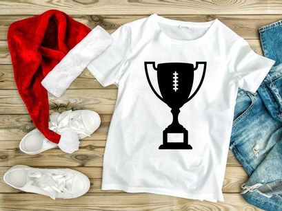 American football trophy award icon with silhouette and shadow