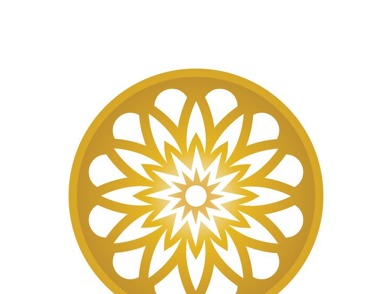 Traditional Asian colorful floral pattern Stained glass mosaic logo tile design inspiration