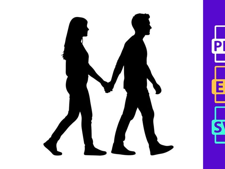 Couple Holding Hands Walking Silhouette
