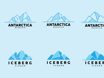 Iceberg Logo, Antarctic Mountains Vector In Ice Blue Nature Design preview picture