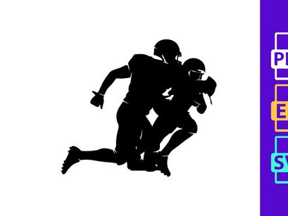 American football players in action running with the ball