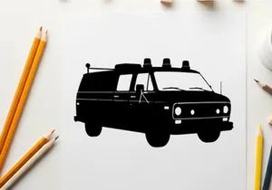 Silhouette of a police car with lights on top